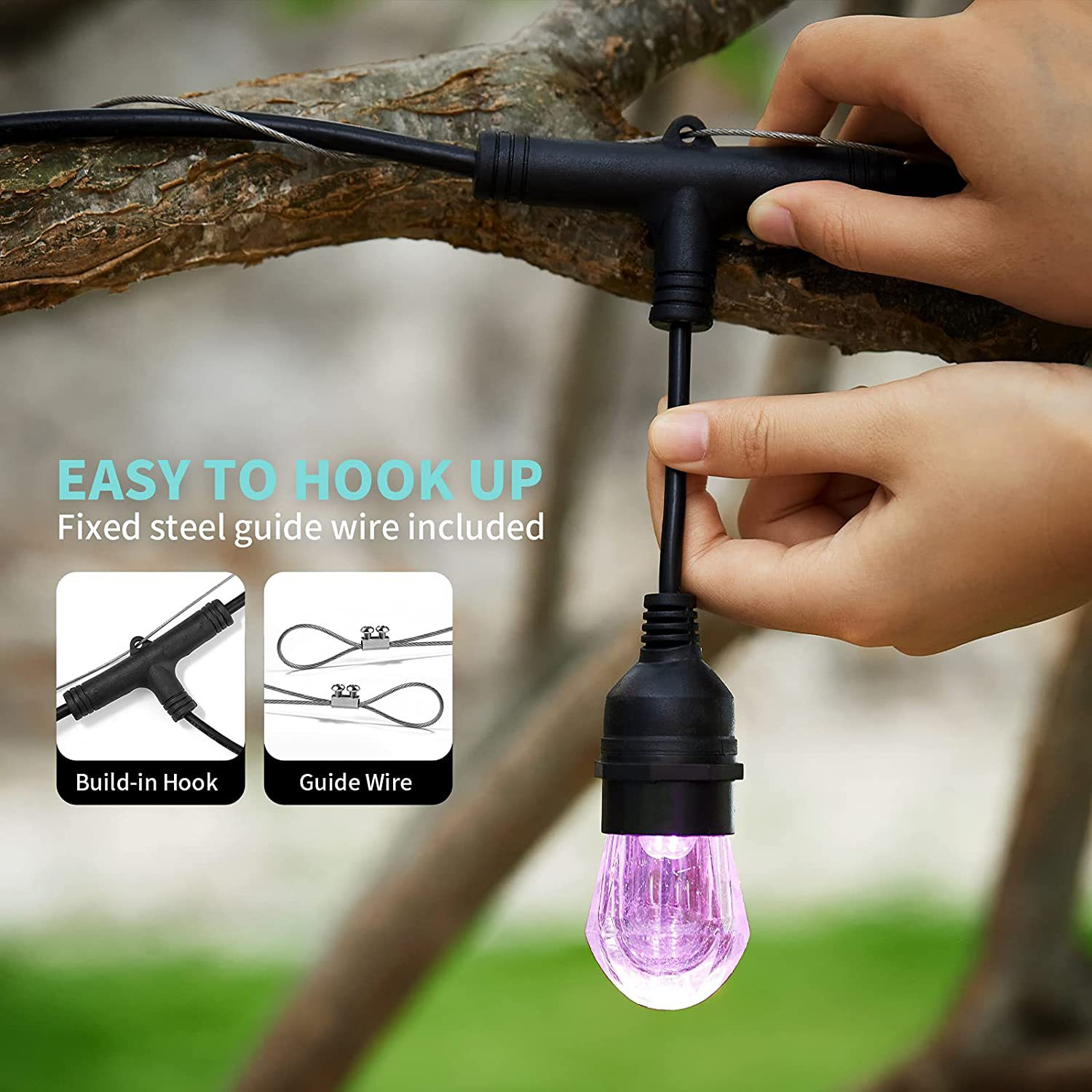 Guirnalda de luces LED solares para decoración de Navidad, bombilla IP65, lámpara impermeable para Patio, guirnalda de vacaciones para muebles de jardín al aire libre