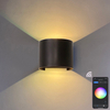 APP Control Smart Led Wall Light Lámpara de aplique redonda ajustable Jardín al aire libre IP65 Modern 9w Led Wall Light Arriba y abajo Montado en la pared Led Wall Light Luces controladas por aplicación