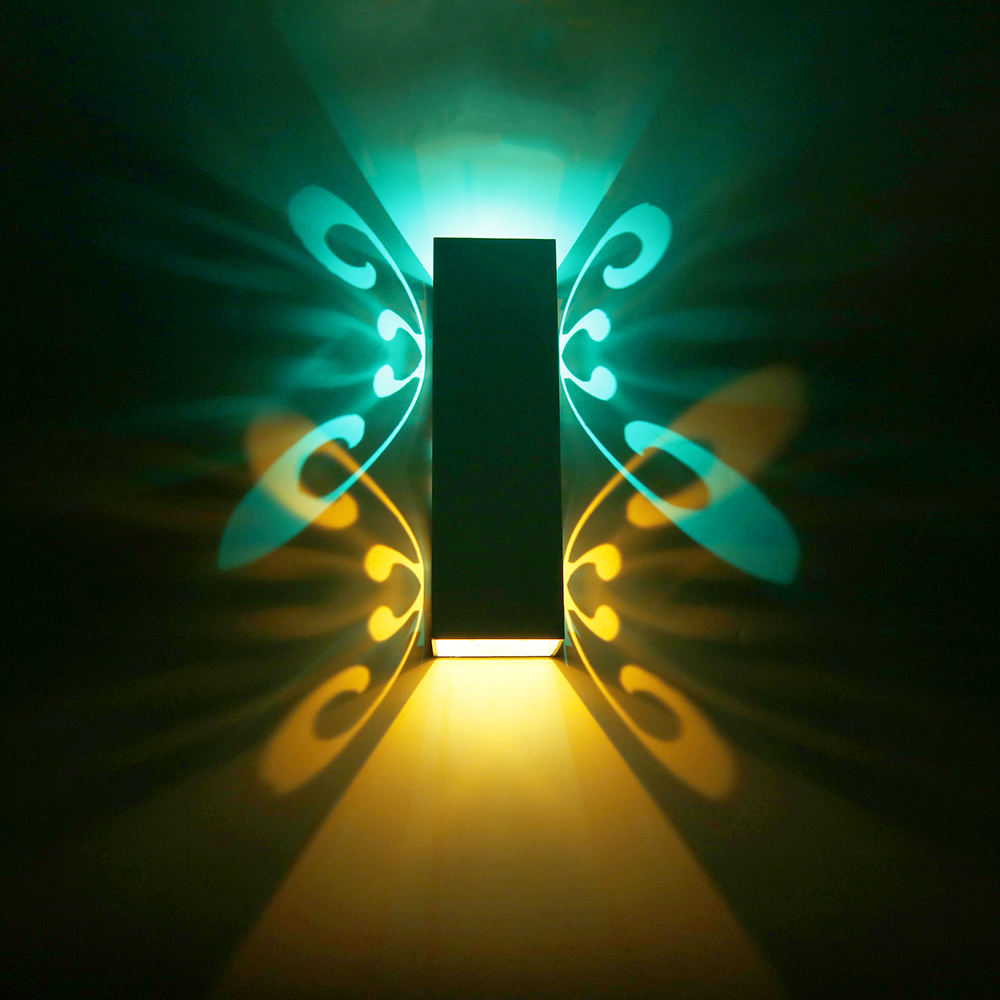 Lámpara de mariposa doble de 2W y 6W para decoración de interiores, lámpara de pared, lámpara de noche pequeña única para decoración de sala de estar de Hotel
