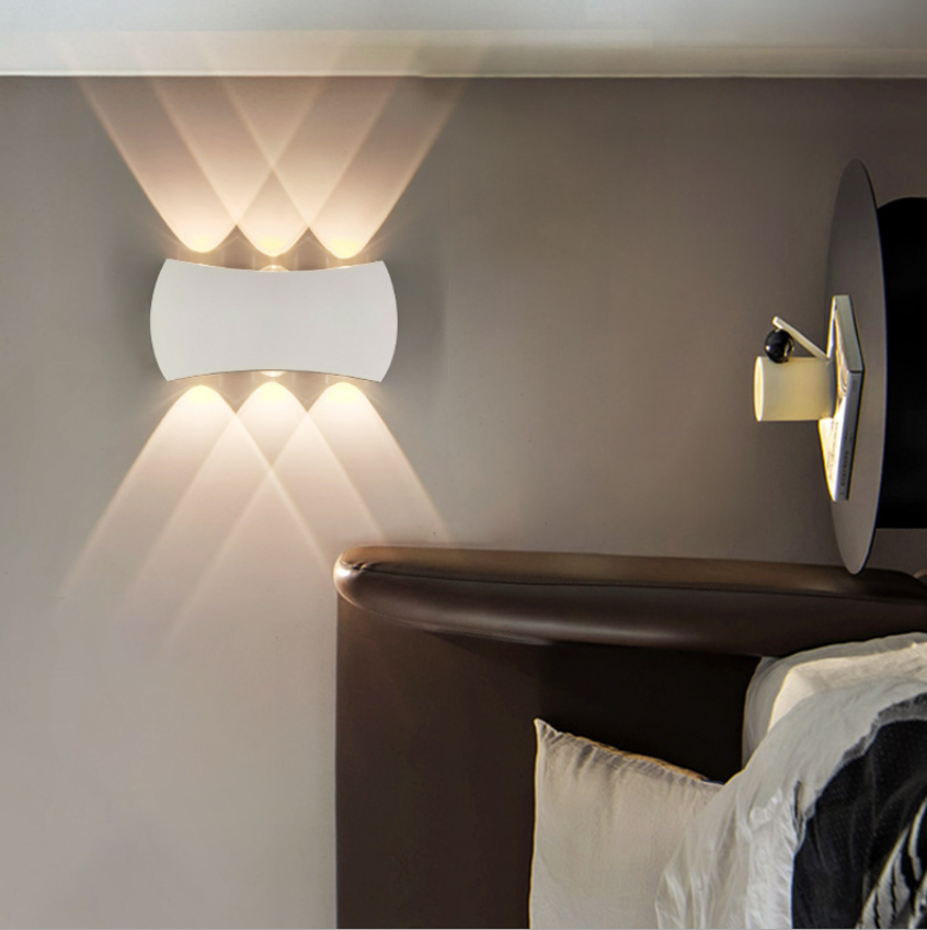 Lámpara LED de pared de arco de luz hacia arriba y hacia abajo de doble cabeza para exteriores, lámpara de pared impermeable para pasillo, escalera, balcón, exterior