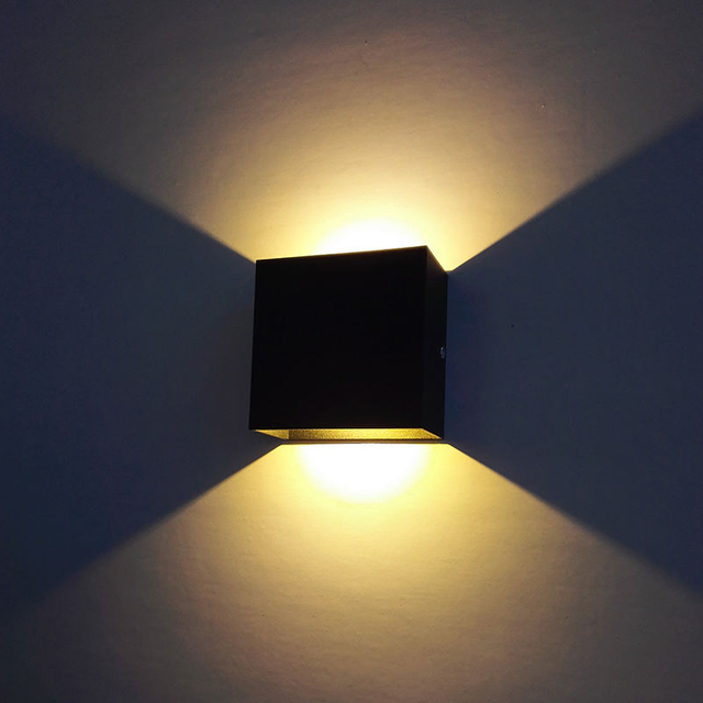 Cubo CoB 6W LED arriba abajo aplique de pared AC85-265V dormitorio cabecera cubo pared luz interior aluminio decoración accesorio de iluminación