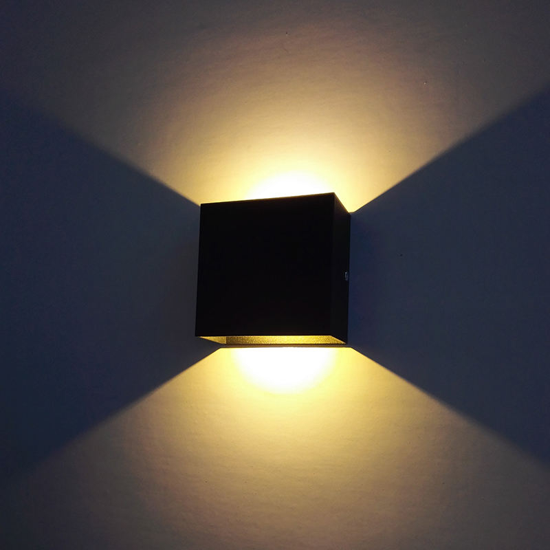 Cubo CoB 6W LED arriba abajo aplique de pared AC85-265V dormitorio cabecera cubo pared luz interior aluminio decoración accesorio de iluminación