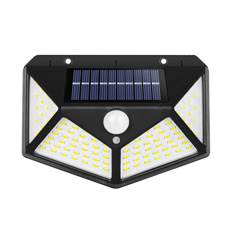 100 luces de pared solares LED Lámpara solar al aire libre Sensor de movimiento PIR Luz de calle solar alimentada por energía solar para luz de jardín