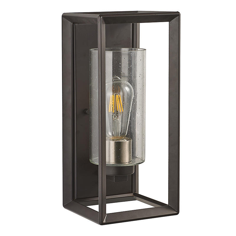 Venta caliente accesorios de iluminación de pared para exteriores acabado en negro y dorado candelabro de pared de vidrio sembrado montaje en pared para luz de jardín de porche