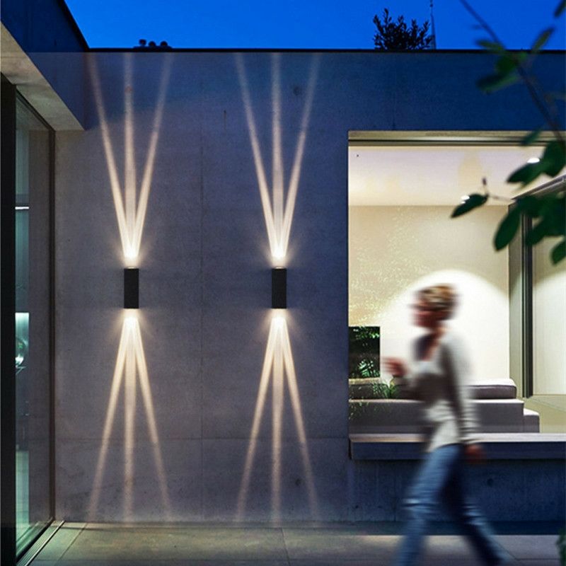 Lámpara de pared de tres haces de carcasa negra de 6W IP65, luz de pared impermeable para exteriores, lámpara de jardín, lámpara de calle para decoración de jardín