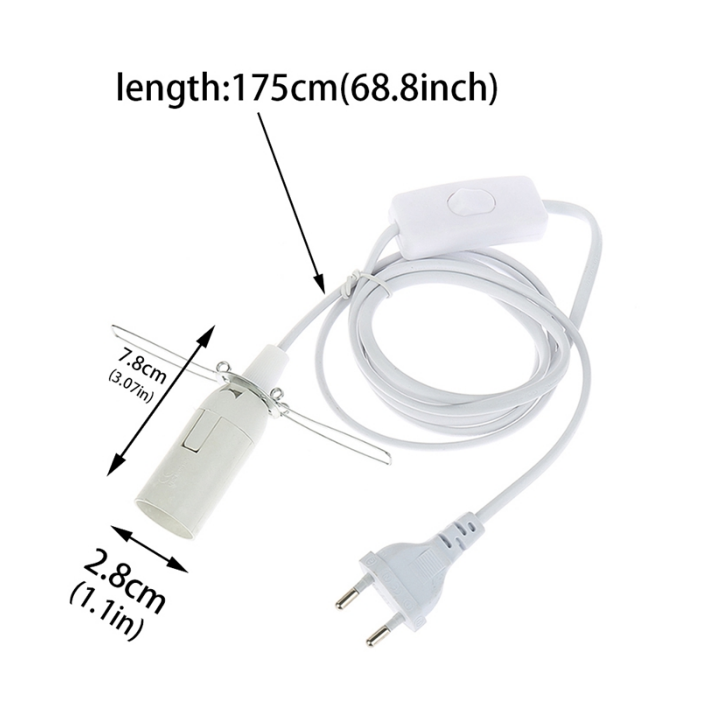 Cable de alimentación de 1,8 m, Bases de lámpara E14 E27, enchufe de la UE con Cable de interruptor para bombilla LED colgante, soporte de enchufe de suspensión de lámpara colgante E14