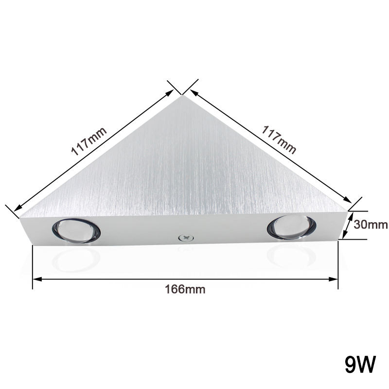 3W 9W Lámpara de pared triangular Lámpara de pasillo Lámpara de pared Forma triangular Luz de pared interior Lámpara de noche única para decoración de hotel y sala de estar