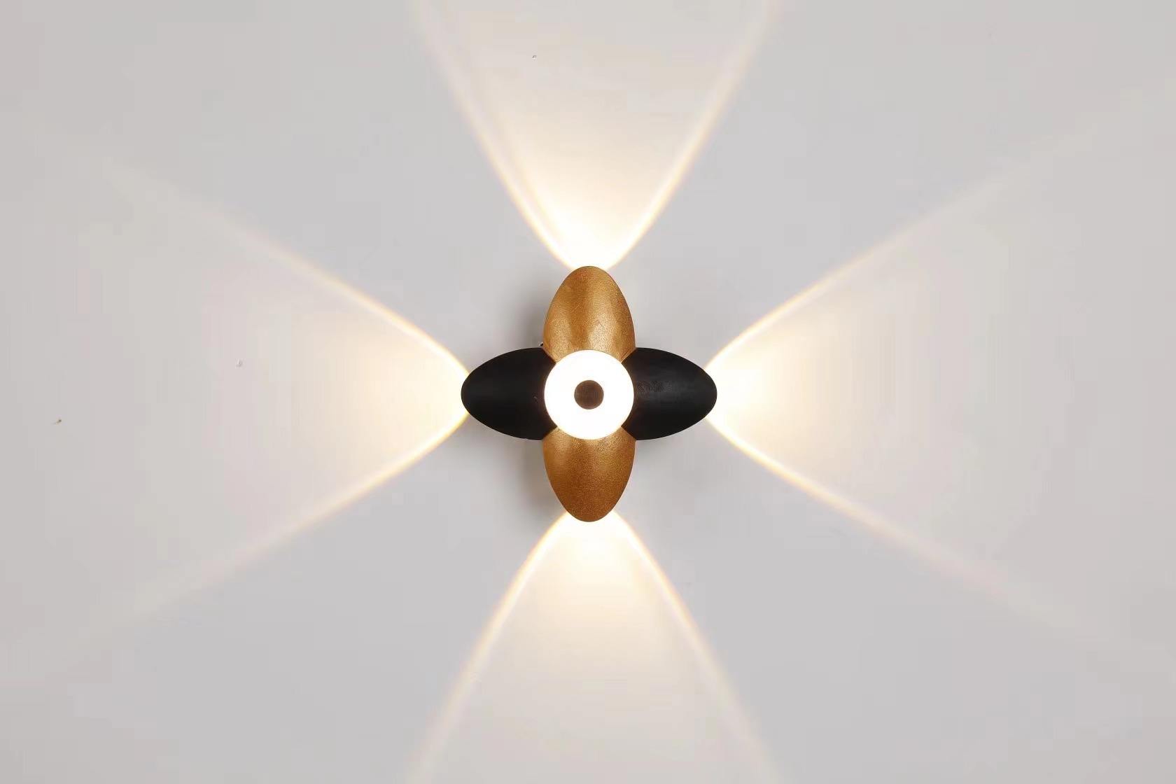 Luz de montaje en pared impermeable negra moderna, aplique de pared de aluminio, 2 luces, decoración de luz de pared para exteriores para jardín hacia arriba y hacia abajo