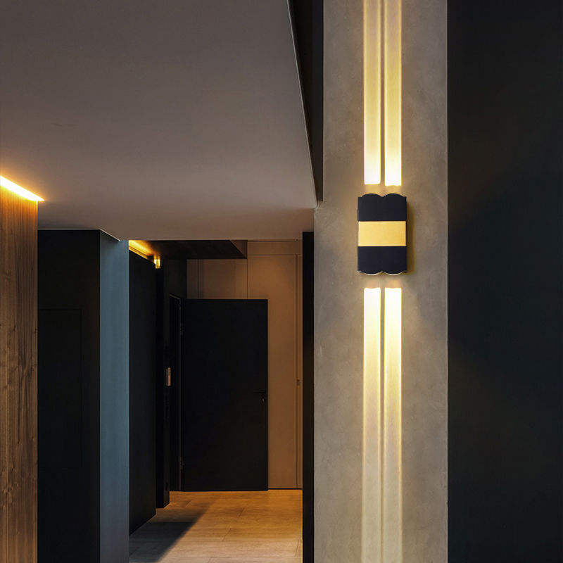 Lámparas de pared de 12W hacia arriba y hacia abajo, lámpara de pared LED de aluminio dorado y negro, lámpara de pared LED para dormitorio, sala de estar, pasillo, iluminación lateral
