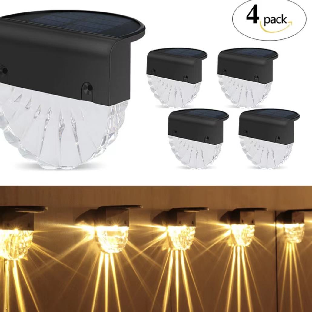 Blanco cálido + RGB LED Lámpara solar Camino Escalera Luces de jardín al aire libre Energía solar Balcón Luz Decoración para Patio Escalera Valla productos