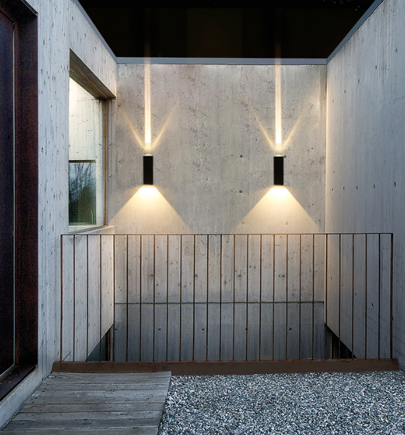 Lámpara de pared moderna de haz negro de 6 W, iluminación exterior, lámpara LED impermeable para interiores, sala de estar, pasillo, parque, paisaje, jardín, luz