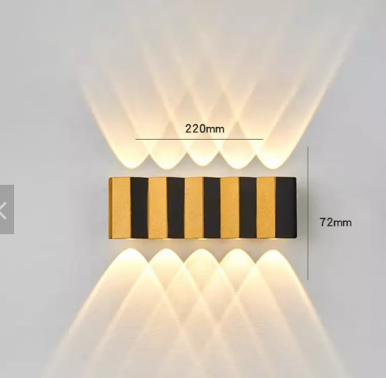 4W 6W 8W 10W LED Lámpara de pared Rectángulo Oro Negro Luz Arriba y abajo Cuerpo luminoso Lámpara Estilo de iluminación Luz de pared moderna