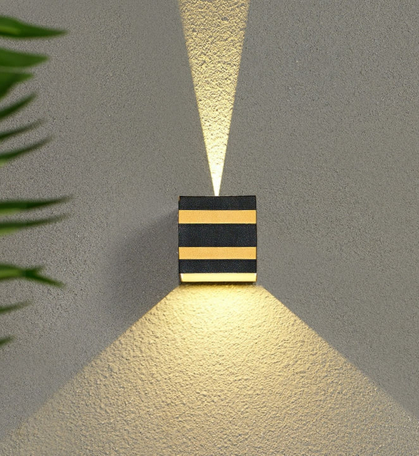 Lámparas de exterior 10W Led Luz de pared Ip65 Negro Decorativo Porche Jardín Hogar Bombillas impermeables Aluminio moderno para hornear