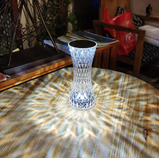 Lámpara de mesa de luz nocturna recargable acrílica de cristal rosa, lámpara de escritorio con Control táctil Tiktok que cambia de Color