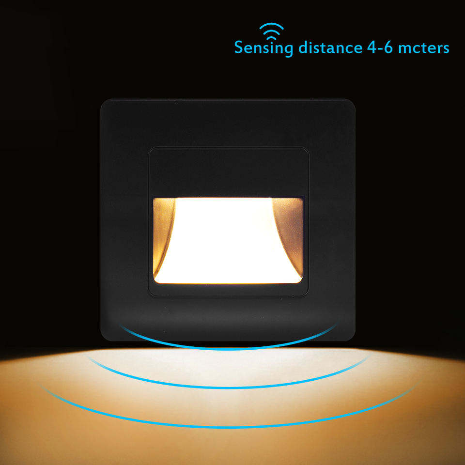 Lámpara de pared de paso de escalera al aire libre interior moderna 3W Luz de paso LED empotrada