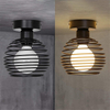 Lámparas de techo E27 de hierro Vintage para interiores, accesorios para pasillo, lámpara de techo LED Retro para interiores, para dormitorio, sala de estar, negro