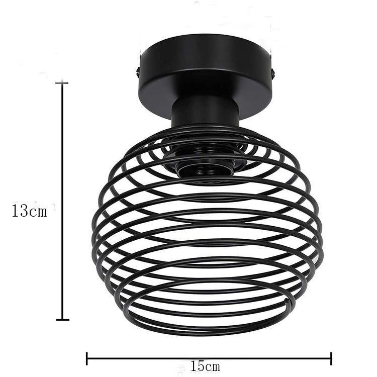 Lámparas de techo E27 de hierro Vintage para interiores, accesorios para pasillo, lámpara de techo LED Retro para interiores, para dormitorio, sala de estar, negro