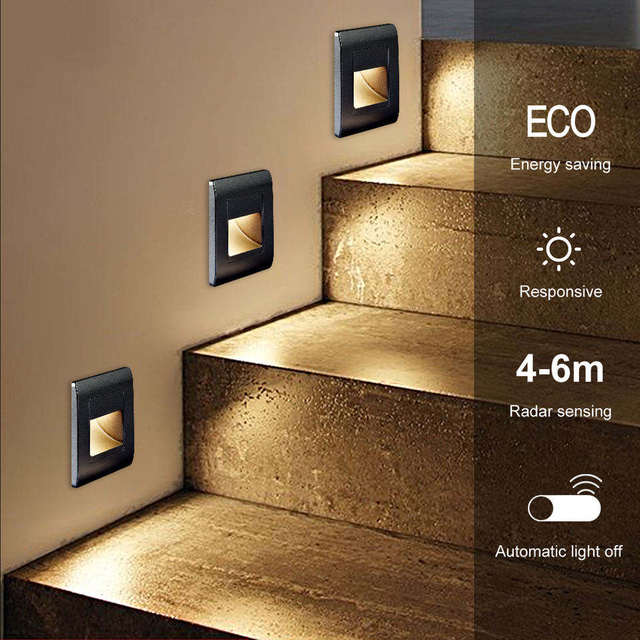 Lámpara de pie enterrada empotrada Luz de paso de escalera Luces de paso LED AC85-265v Impermeable IP54 LED Luces de paso de interior al aire libre Iluminación LED para pasos