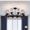 Candelabros modernos de 70W, candelabro de cristal, luces de techo para dormitorio, luz colgante Led negra, diseño nórdico, lámpara luminosa moderna de aluminio, iluminación para sala de estar, lámpara de techo para sala de embalaje