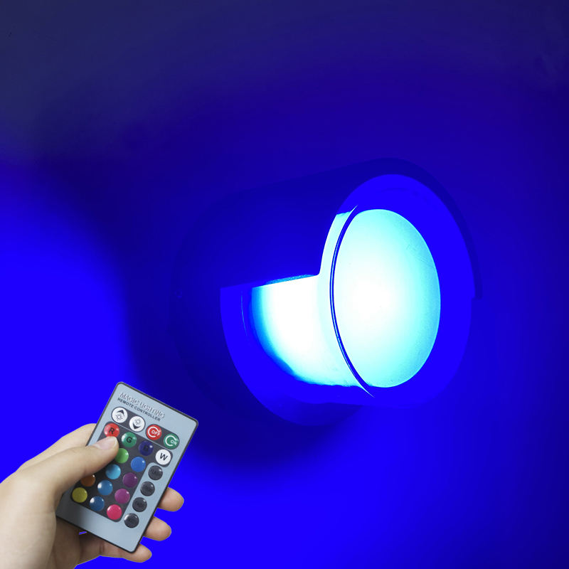 Nueva lámpara de pared acrílica impermeable, luz cálida redonda, luz fría RGB con controlador, decoración, luz de pared moderna