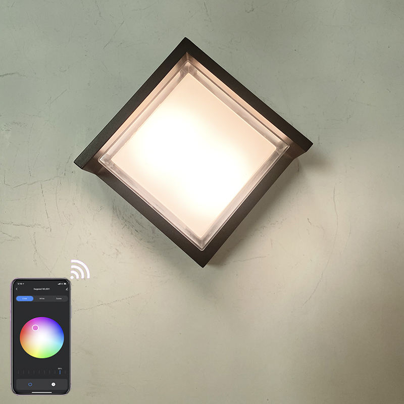 Estilo minimalista Tuya Smart WiFi LED Lámpara de pared 10W RGBW Aplicación interior exterior Aplique impermeable Luz de jardín regulable