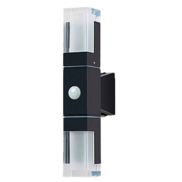 Moderna lámpara de pared impermeable para exteriores, sensor de movimiento PIR, luz de pared, porche de jardín, puerta frontal, cuerpo de lámpara de aluminio negro