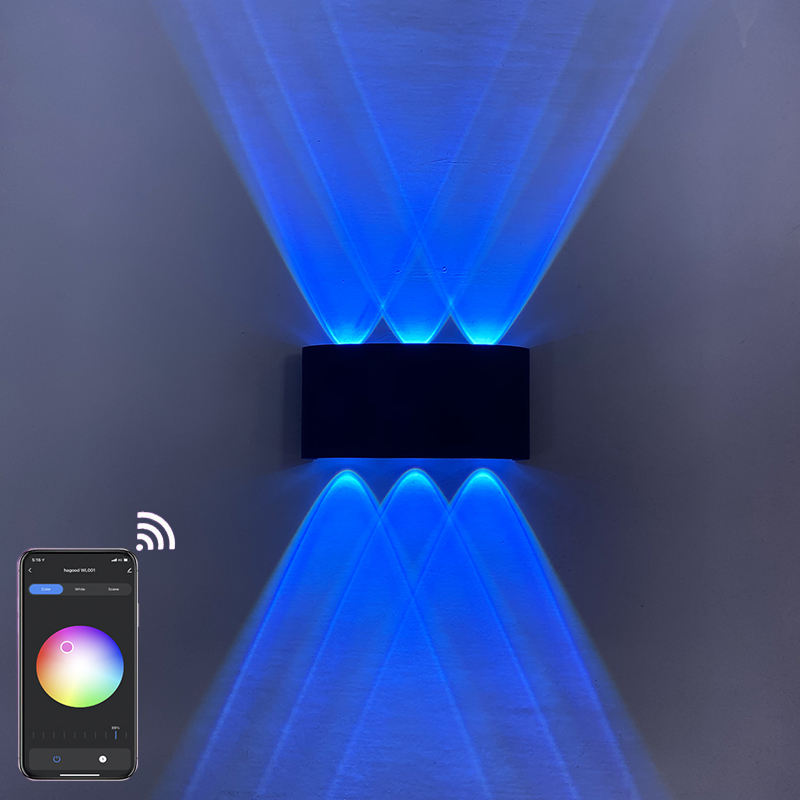 Lámpara de pared LED regulable compatible con Bluetooth para aplicación remota de luz de pared interior RGBW utilizada para decoración de vacaciones AC85-265V