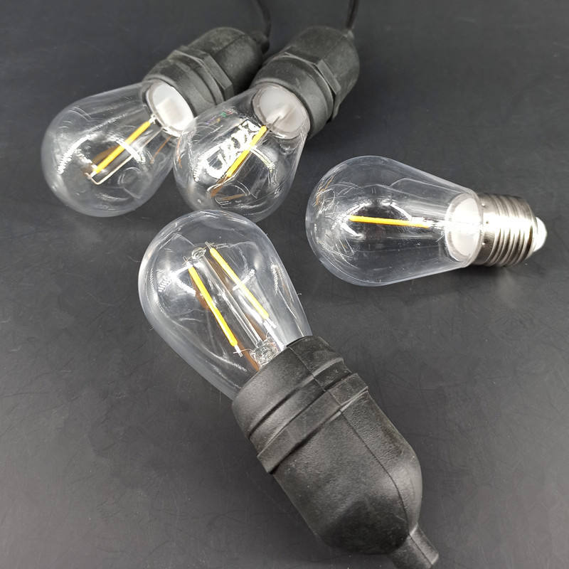E14 S14 lámpara de filamento E27 lámpara decorativa cadena LED bombilla 110V 3V solar Edison bombilla vintage PC plástico A filamento