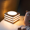 Lámpara de mesa LED de luna, lámpara de bola de mesa de madera, bola de lino regulable, pantalla de ratán, USB, luz de noche para dormitorio, decoración del hogar