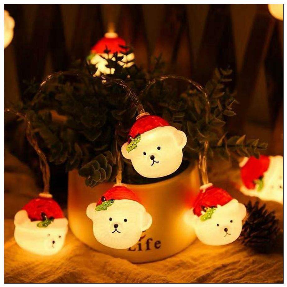 Luz de decoración de Navidad LED, guirnalda de decoración de habitación de Año Nuevo, adornos de vacaciones, decoración de jardín al aire libre, lámpara de cadena, luces de Papá Noel