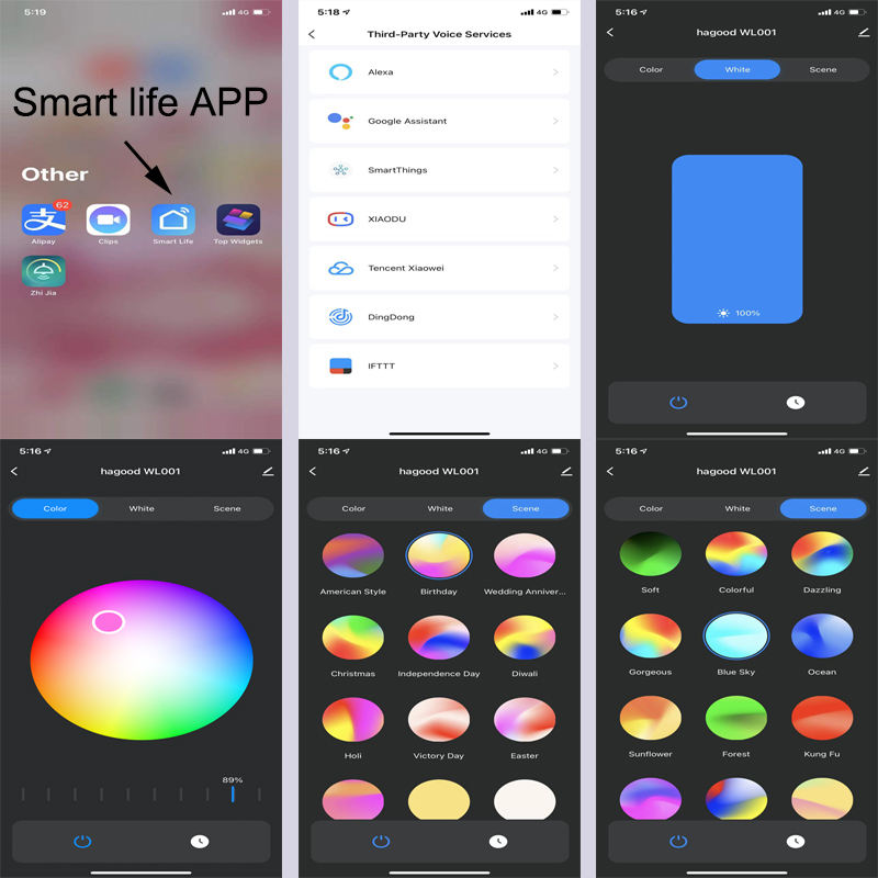 Lámpara de pared RGB inteligente para exteriores, lámpara de pared RGB que cambia de Color regulable, resistente al agua, IP65, lámpara ajustable para exteriores