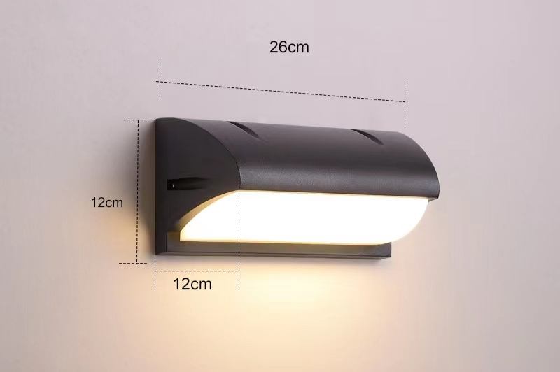 Lámpara LED de pared para exteriores de 12W, luz de pared led resistente al agua, luz simple para pasillo, escaleras, patio, luz de pared para balcón, súper brillante