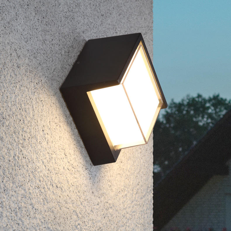 Lámpara de pared Led impermeable para decoración de jardín y exteriores, candelabro de iluminación para puerta delantera, luminaria de AC85-260V, accesorio de pantalla negra