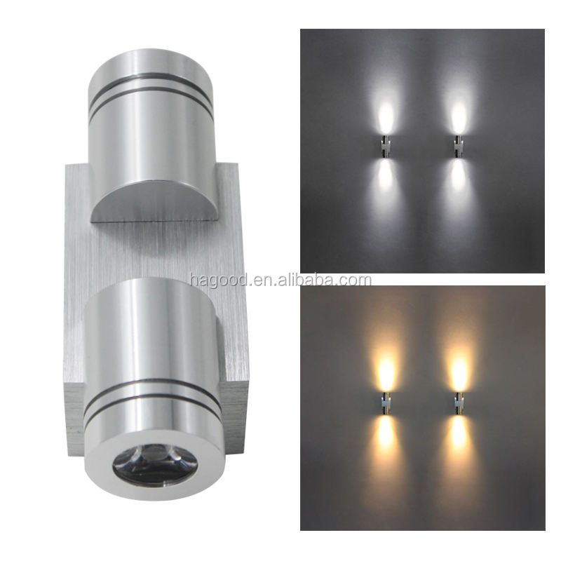 2x1W AC85-265V luces de pared LED modernas de aluminio lámpara de pared aplique de luz de espejo para decoración de pared interior o iluminación