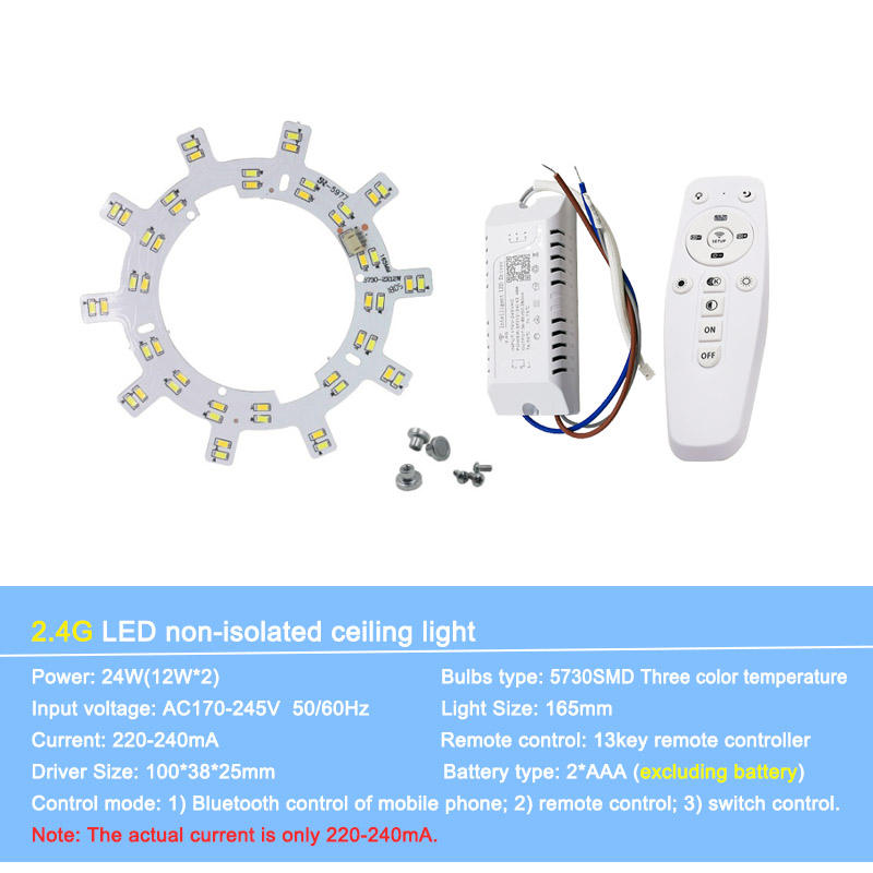 Superficie de fuente de luz de repuesto inteligente de 2,4G para candelabro de Control remoto, luz led de techo, controlador de luz de techo