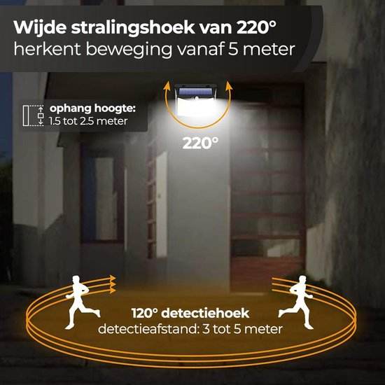 Lámpara solar para exteriores con sensor de movimiento Lámpara de pared solar 208 LED Iluminación de jardín impermeable con sensor para exteriores