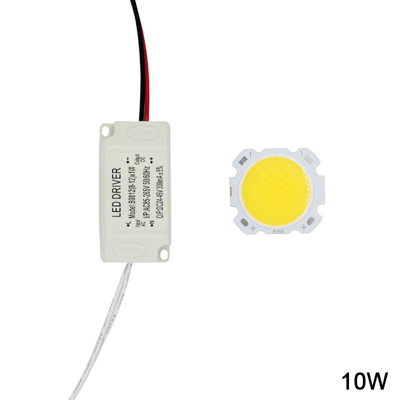 1 Juego de panel de placa de chip led COB de 3W, 5W, 7W, 10W, 12W, 15W, 20W, 25W, 30W para lámpara de foco led + controlador de fuente de alimentación LED de carcasa de plástico