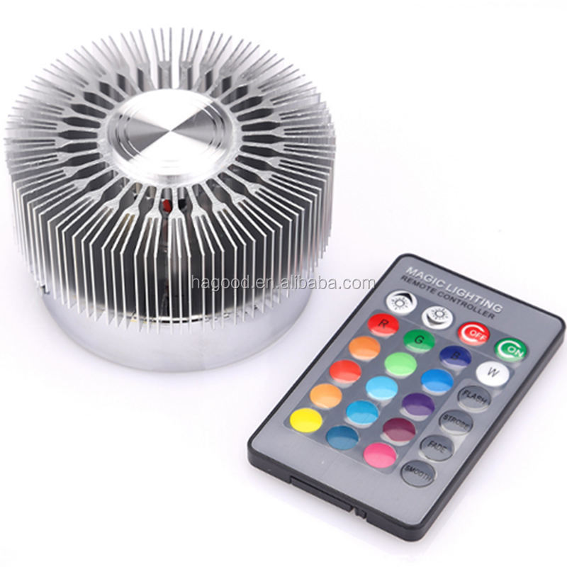 Venta al por mayor novedad girasol aluminio AC85-265V 3W RGB LED aplique de pared accesorios de lámpara para KTV Bar pared techo decoración de Año Nuevo