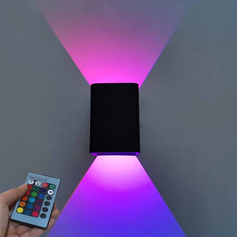 Moderna lámpara LED de pared hacia arriba y hacia abajo RGB con controlador, lámparas de noche para dormitorio, decoración, lámpara de pared, AC85-265V, iluminación de proyectos industriales