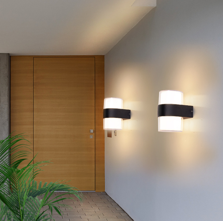 Nueva lámpara de pared Led impermeable acrílica redonda de 6 W para decoración de jardín y exteriores, candelabro de iluminación para puerta delantera