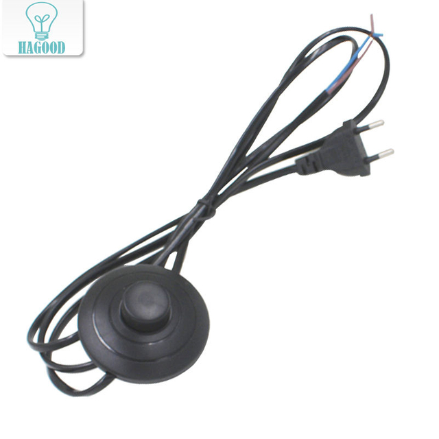 Cable de línea de 1,8 m, Cable de alimentación de encendido y apagado para lámpara LED con interruptor de botón 317, enchufe europeo/estadounidense, interruptor de luz, extensión de Cable blanco o negro