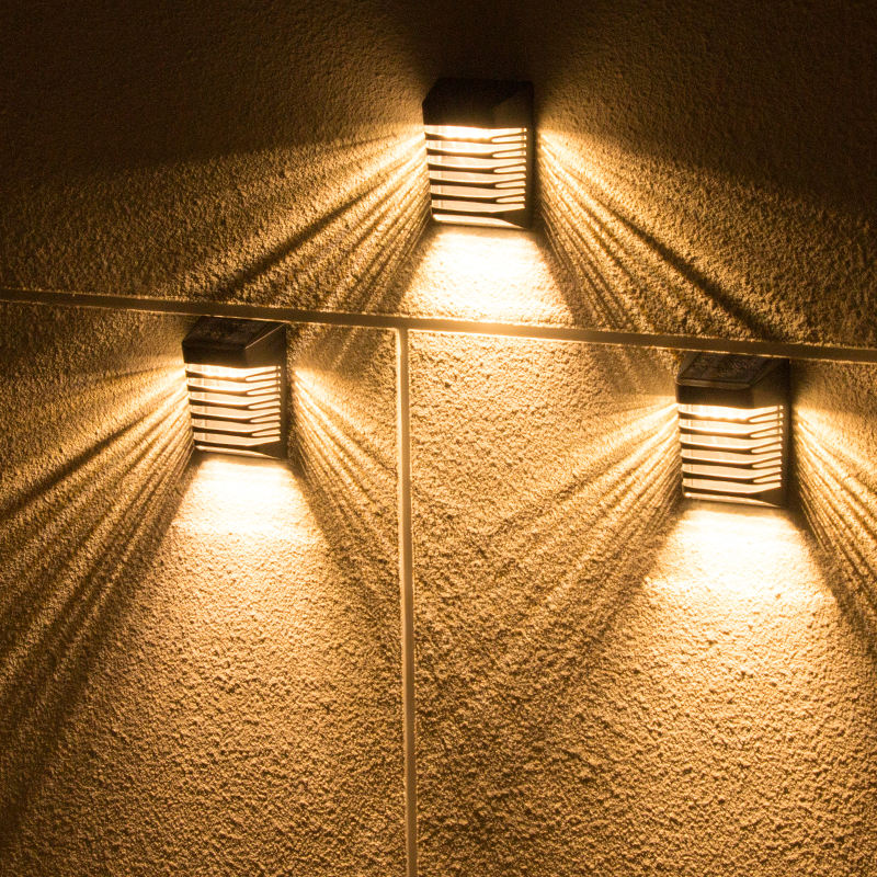 Mini Patio Iluminación solar Escaleras Cubierta Paso Luces IP65 Impermeable Exterior Jardín Empotrable Superficie Montada Led Lámpara de cerca solar