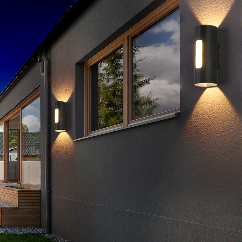 Aplique de decoración en blanco y negro Murale Led cuadrado redondo hacia arriba y hacia abajo luz Ip65 impermeable al lado de la lámpara de pared de luz cilíndrica Led