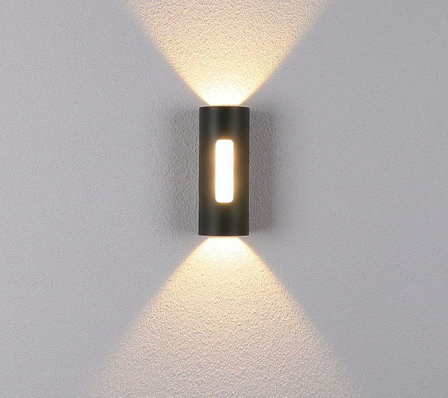 Aplique de decoración en blanco y negro Murale Led cuadrado redondo hacia arriba y hacia abajo luz Ip65 impermeable al lado de la lámpara de pared de luz cilíndrica Led
