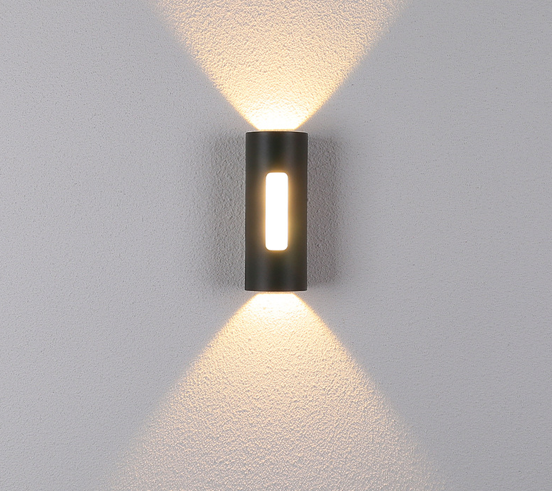 Aplique de decoración en blanco y negro Murale Led cuadrado redondo hacia arriba y hacia abajo luz Ip65 impermeable al lado de la lámpara de pared de luz cilíndrica Led
