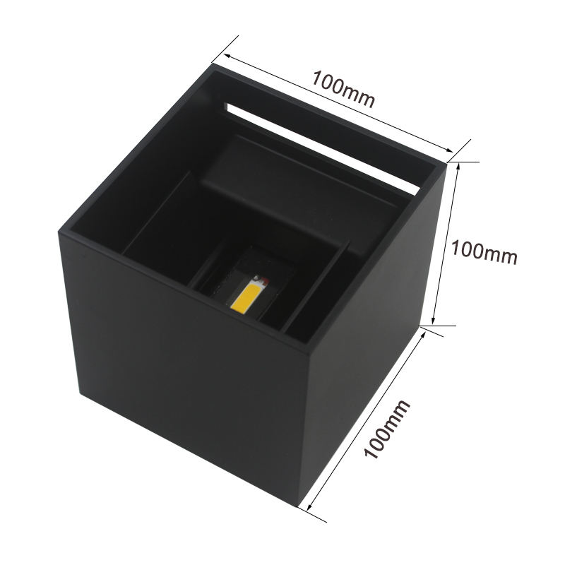 Estilo industrial 12W AC85-265V Impermeable IP65 Haz ajustable Aluminio Exterior LED Cubo Impermeable Luz de pared Popular