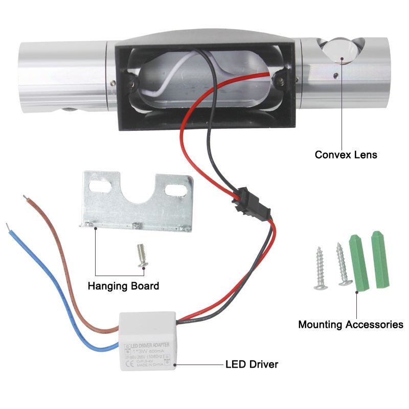 2x3W AC85-265V 360 grados de rotación arriba abajo lámpara de pared accesorios lámpara de pared de lectura interior para sala de estar sala de lectura