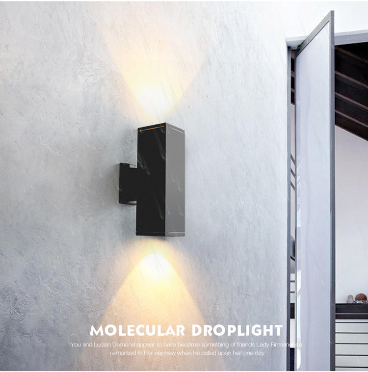Aplique de pared personalizado, moderno IP65, impermeable, de aluminio, para exteriores, luz LED de pared hacia arriba y hacia abajo, fabricado en China
