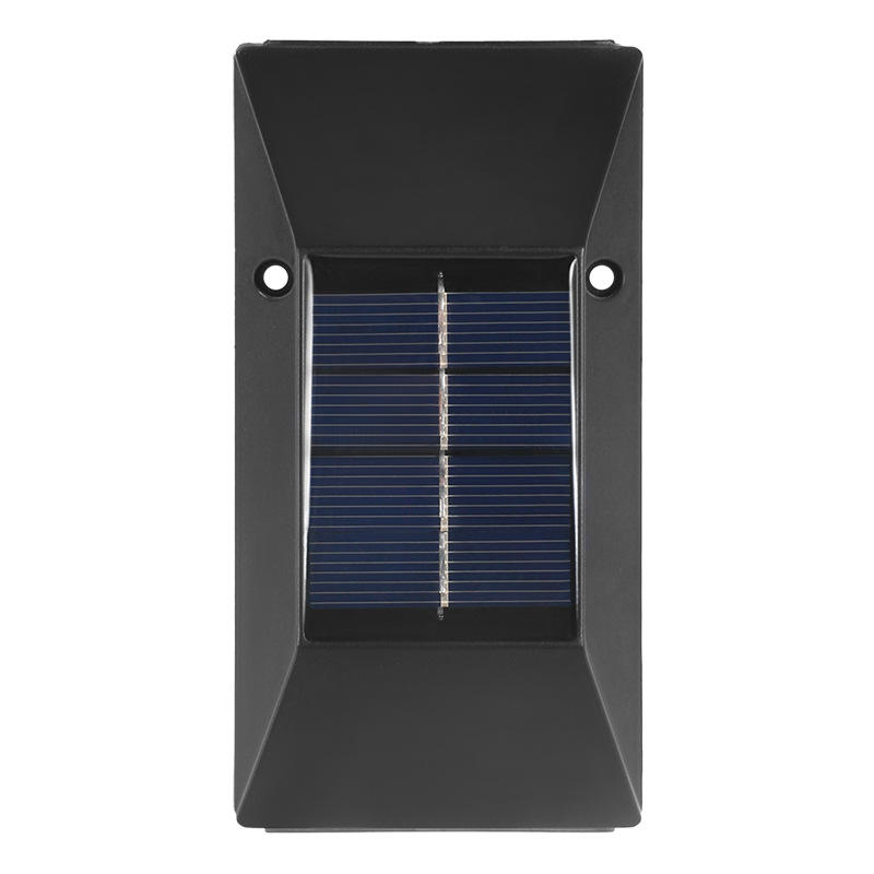 Nueva lámpara de pared solar trapezoidal, luz de pared superior e inferior, lámpara impermeable IP65 para exteriores para patio y jardín