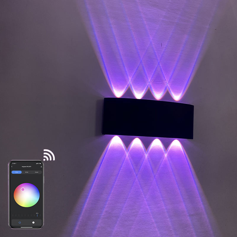 Smart home WiFi aplicación controlada 85-265V RGBW IP65 aluminio impermeable led lámpara de jardín inteligente led exterior arriba y abajo luz de pared